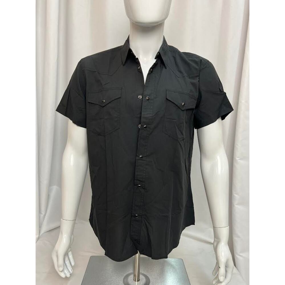 NWT! Straight To Hell Open Road Black Short Sleeve Western Shirt LARGE